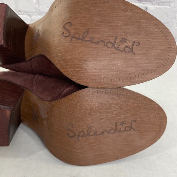 Splendid Lakota Suede Ankle Bootie Boots Wine 5.5 Block Heel Fall Chic Style - Picture 2 of 13